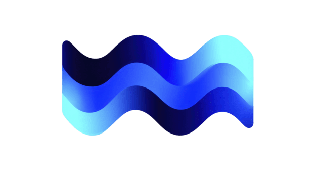 Abstract blue wave fluid shape modern design gradient color isolated on transparent background creative element smooth curve digital art dynamic motion minimal style png