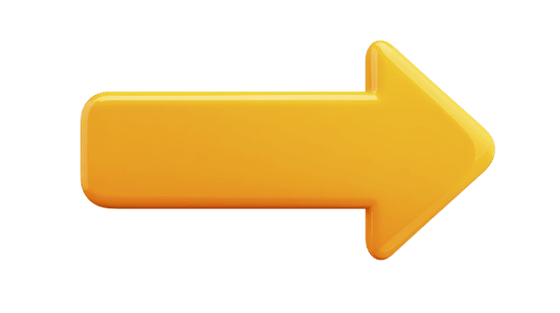 gul pil 3d rätt riktning isolerat glansig enkel navigering symbol pekare glad på transparent bakgrund för webb eller grafisk design png