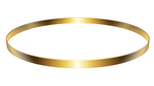 Golden circle metallic ring shiny round frame elegant border luxury design isolated on transparent background decorative element simple style 3D effect modern accent png