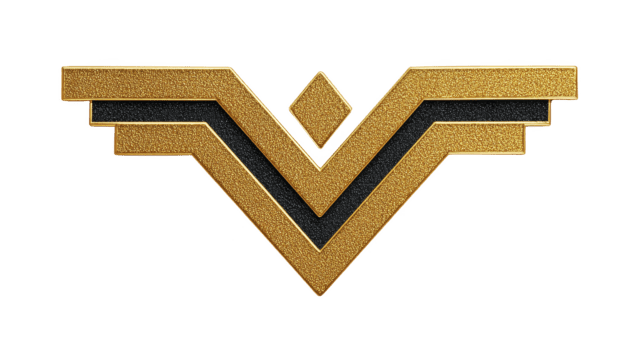 oro geometrico emblema con diamante forma, metallico struttura, e angolare linee, simboleggiante forza e risultato, isolato su trasparente sfondo, moderno e grassetto design png