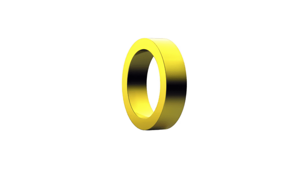 Yellow ring metallic shiny isolated on transparency background 3D rendering circular minimal modern geometric reflective elegant design png