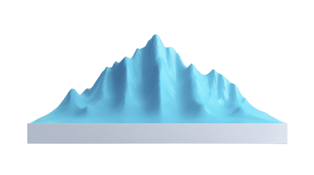 blå 3d berg landskap med slät textur, digital terräng modell, isolerat på genomskinlighet bakgrund, modern abstrakt design, kreativ data visualisering, lugna och trogen png