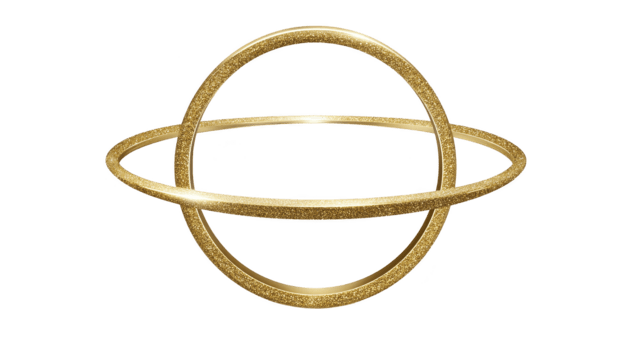 gyllene ringa med glitter textur, korsande cirkulär design, isolerat på transparent bakgrund, modern abstrakt stil, elegant och lyxig, lämplig för dekoration eller grafisk design png