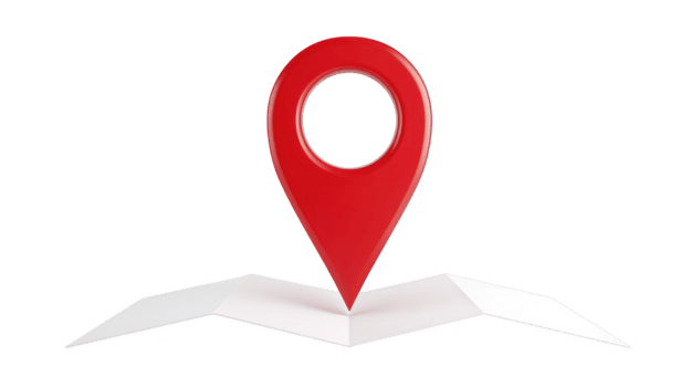 röd plats stift på vikta vit papper Karta, symboliserar navigering, resa, och destination, med rena och modern design för begrepp av riktning, upptäckt platser, eller rutt planera png
