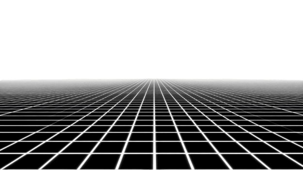 futurista cuadrícula antecedentes negro y blanco perspectiva digital paisaje geométrico modelo resumen tecnología mínimo diseño moderno virtual ambiente limpiar líneas vacío espacio png