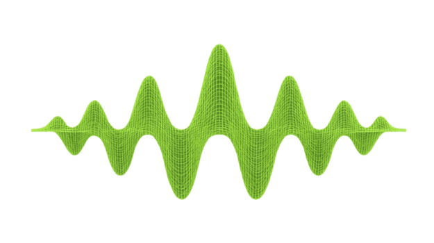 verde suono onda, digitale Audio forma d'onda, isolato su trasparente sfondo, astratto tecnologia, moderno disegno, frequenza modello, energico e dinamico visivo per musica o scienza concetti png