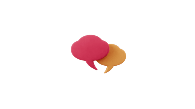 Pink and orange speech bubble icons, isolated on transparency background, symbolizing communication, conversation, and dialogue, with playful and creative mood png