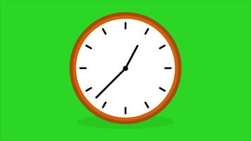enkel analog klocka på 45 minuter isolerat på grön bakgrund och rörelse design. video