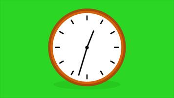 enkel analog klocka på 60 minuter isolerat på grön bakgrund och rörelse design. video
