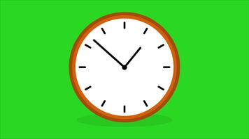 enkel analog klocka på 30 minuter isolerat på grön bakgrund och rörelse design. video