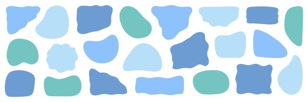 resumen orgánico forma redondo irregular formas colocar. líquido orgánico gota curva fluido forma cifra. resumen líquido burbuja, ondulado diferente forma. suave redondo oval modelo antecedentes. vector