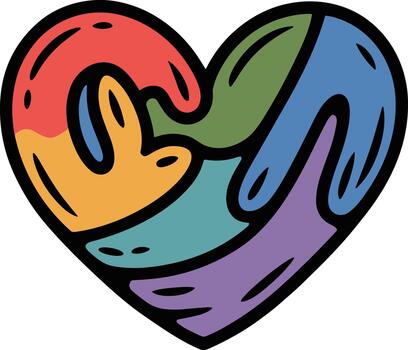 un vistoso resumen corazón ilustración representando diversidad y unidad vector