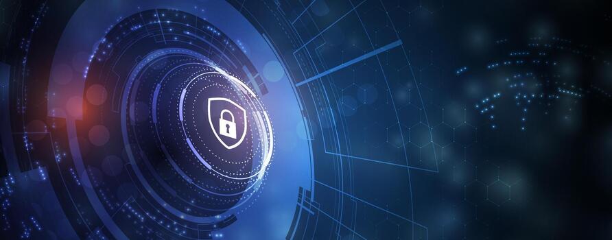 un digital imagen de un seguridad símbolo en un azul antecedentes vector