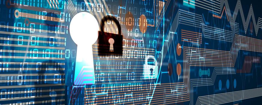 un computadora pantalla con un candado y un llave vector