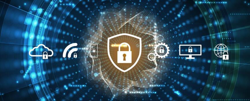 Cyber security and information or network protection. Future technology web services for business and internet project vector