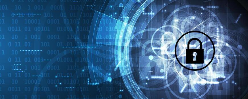 un digital imagen de un candado en un computadora azul pantalla vector