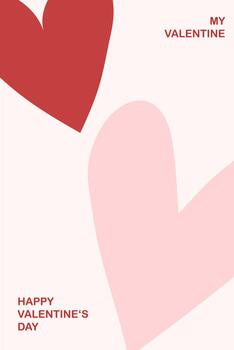 Happy Valentines Day cards with two hearts one line continuous shape, greeting sign. Invitation abstract design patterns in minimal line art modern style vector