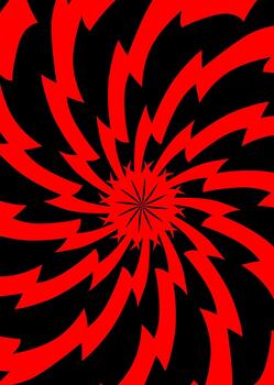 resumen geométrico remolino rojo y negro relámpago tornillo energía vórtice modelo vector