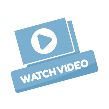 Illustration of a play sticker or badge with label Watch , symbolizing content, digital media interaction, and streaming interface elements. vector