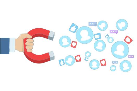 ilustración demostración cliente retencion estrategias, apoyo servicios, y cliente atracción en un plano bandera. Perfecto para marketing, negocio crecimiento, y crm efectos visuales vector