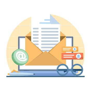 Flat design icon of email and messaging, ideal for email marketing campaigns, newsletters, digital communication, and marketing strategy concepts. vector