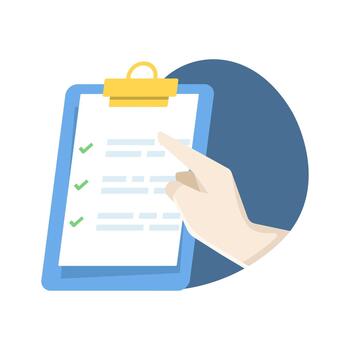 To-do list and planning icon showing paper sheets with check marks, representing completed tasks, productivity, and efficient work management in flat style. vector