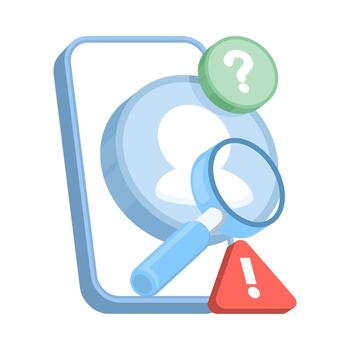 Mobile phone with fraud alert and scam detection icons, representing cyber security, suspicious calls, and digital warning messages in clean design. vector