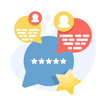 Feedback concept showing clients choosing satisfaction ratings and leaving positive reviews, representing customer experience, testimonials, and service quality evaluation. vector