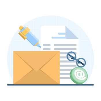 Email and messaging icon for email marketing campaigns, representing digital communication, newsletters, promotions, and customer engagement in a flat design. vector