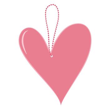 A simple pink heart ornament with a stitched outline and hanging string, creating a sweet romantic decorative element. vector