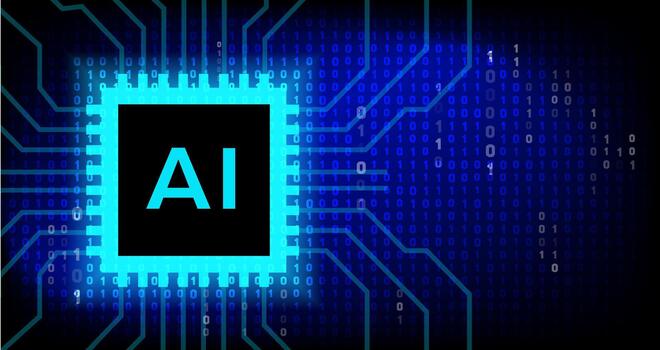 ai chip con binario código 0, 1 digital tecnología antecedentes vector