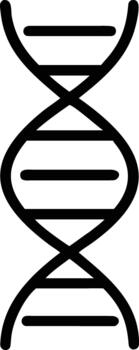 A simple black line art icon illustrating the double helix structure of a dna molecule, representing genetics and biology vector