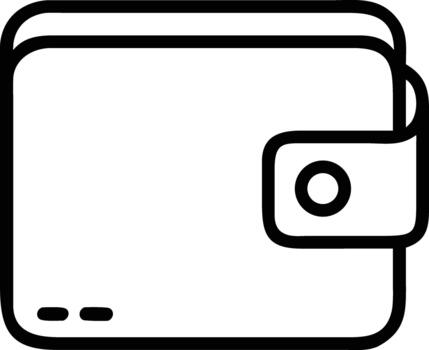 Minimalist outline icon of a wallet with a snap closure for financial applications vector