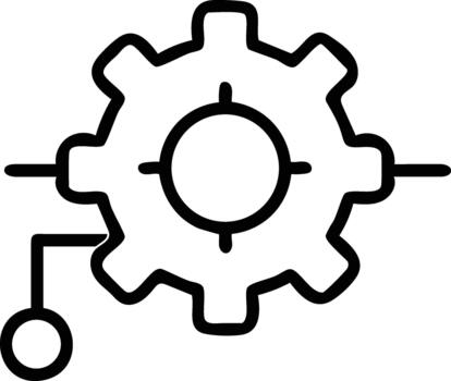 sencillo línea icono de un engranaje representando Ingenieria ajustes o proceso conexión vector