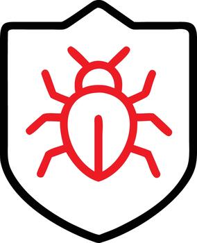 rojo error contorno dentro un negro proteger icono representando computadora seguridad y antivirus proteccion vector