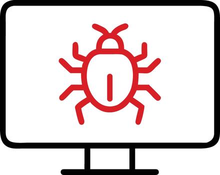 un rojo error icono desplegado en un computadora pantalla, simbolizando un software bicho, virus, o técnico problema vector