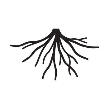 Symmetrical Mirrored Root Emblem Designed Through Refined Minimal Lines vector