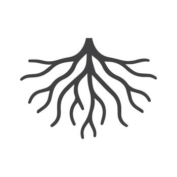 Clean Modern Root Emblem Created Through Soft Thin Branch Patterns vector