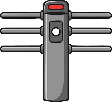 Turnstile gate with horizontal bars and red indicator for access control and security illustration vector