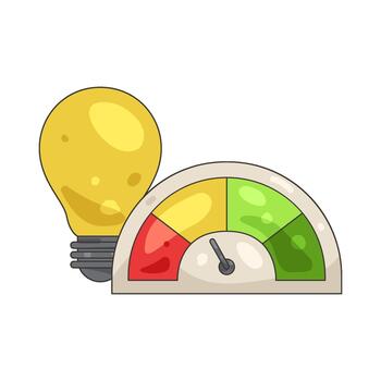 Illustration of Lightbulb with Performance Meter vector