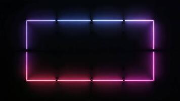 illuminato neon telaio raggiante vibrante contro un' buio parete la creazione di un' moderno e futuristico ambiance con suo rosa e blu pendenza Perfetto per aggiungendo un' elegante e accattivante elemento per disegni video