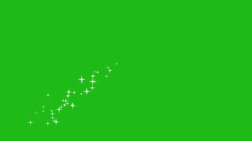 glittrande partikel spår övergång eller torka effekt. stjärna explosion, tindra magi t.ex. glitter partiklar ljus spår på en grön skärm bakgrund, 4k animering täcka över video