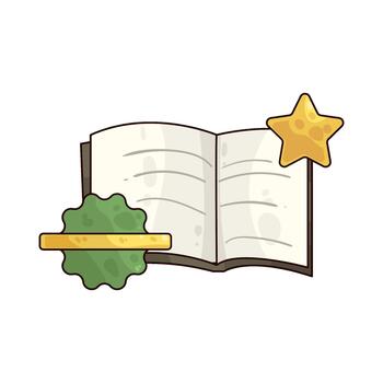 Illustration of an Open Book with Star and Badge vector