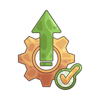 Gear with Arrow and Check Mark Illustration vector