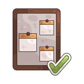 Pinboard with Notes and Check Mark vector