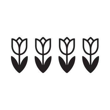 cuatro minimalista tulipán íconos arreglado horizontalmente en un blanco antecedentes vector