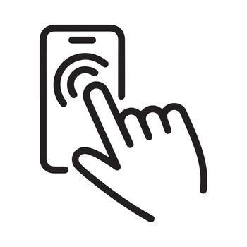 un mano tocando en un teléfono inteligente pantalla, ilustrando móvil Interacción y tecnología utilizar vector