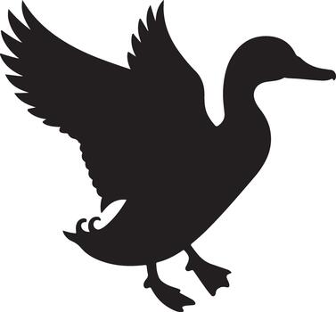 Graceful duck in mid-flight a striking silhouette capturing the essence of avian motion vector