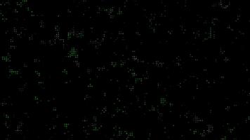 verde digitale puntini su buio sfondo, adatto per tecnologia, dati, ragnatela disegno, digitale marketing progetti, astratto sfondi, Tech presentazioni, mezzitoni puntini e griglia sovrapposizione, 4k struttura video