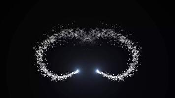 doble energía caminos, simétrico partícula explosión, gemelo ligero cometa, fusión partícula arroyo, reflejado energía fluir, gemelo movimiento Estallar papel picado animación, doble haz explosión, ligero corriente colisión, 4k video